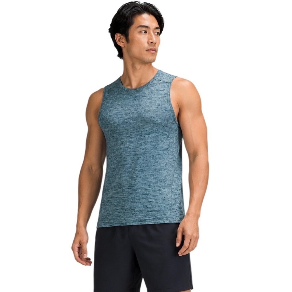 Lululemon Men's Seamless Training Tank Blue Heather Running Gym Workout XL